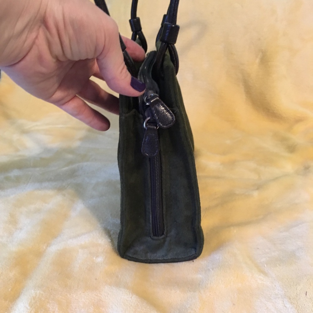 Olive green faux suede mini purse - Picture 3 of 9